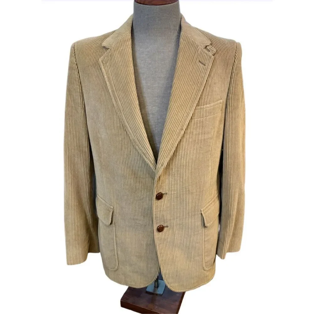 Woodmere Men’s Corduroy 2-Button Sport Coat Tan Sz. 42 Lined Substantial